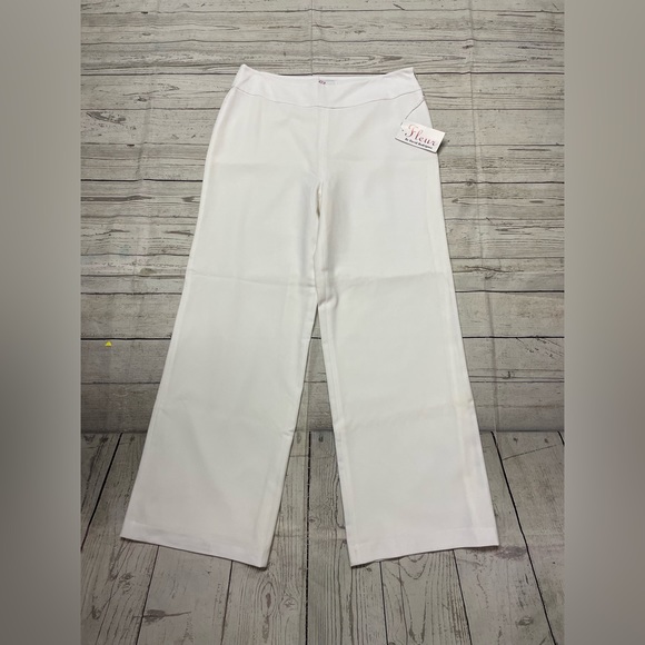 Fleur by David Rodriguez White pants fully lined wide leg zips on side, size 12 - Picture 1 of 4